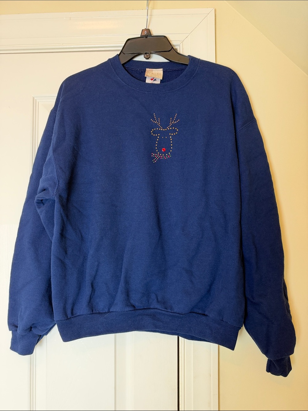 Callan & Co Classic Blue Reindeer Crewneck Sweatshirt size Medium